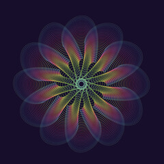 abstract flower with rainbow stripes