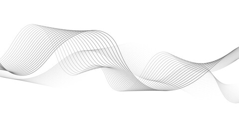 White wave curve lines banner background design. Abstract soft wave lines dynamic flowing gray light isolated background. Vector Illustration of the gray pattern of lines. Black stripes with wave.