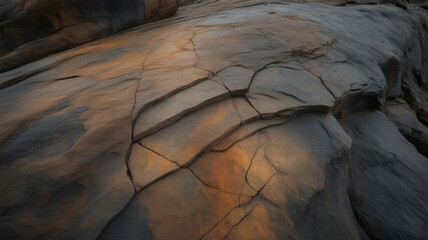 Cracked rough stone texture with warm orange and cool grey tones detail natural surface