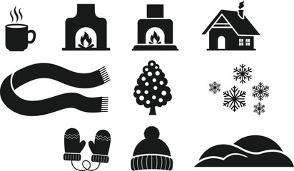 set of vector icons of Christmas vector illustration