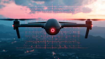 Military reconnaissance terrain segmentation aerial scanning and detection grid. 