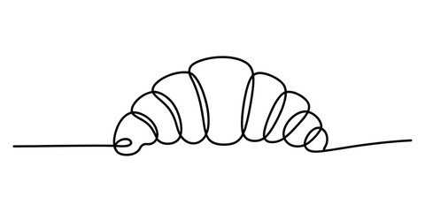 A minimalist croissant illustration created with a single continuous line Vector, illustration