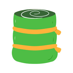 Rolled Up Green Camping Sleeping Bag