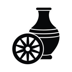 Pottery Wheel And Clay Background Icon