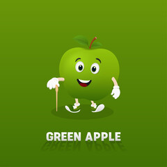 Beautiful juicy ripe green apple isolated on green background