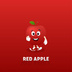 Beautiful juicy ripe red apple isolated on red background