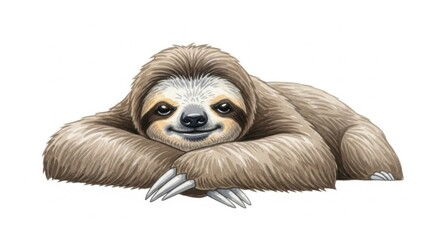 Naklejka premium Cute Sloth Lying Down