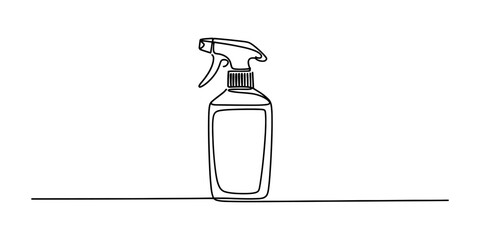 Continuous line drawing of a spray bottle for cleaning products or disinfectant Vector, illustration