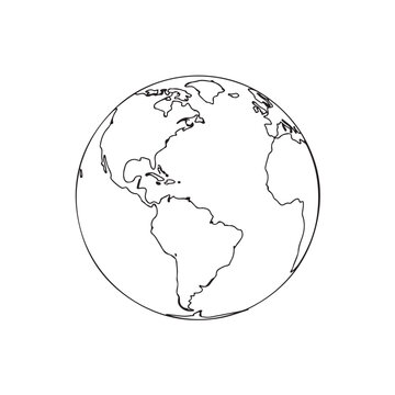 Minimalist Earth Globe Outline Illustration - Simple World Map