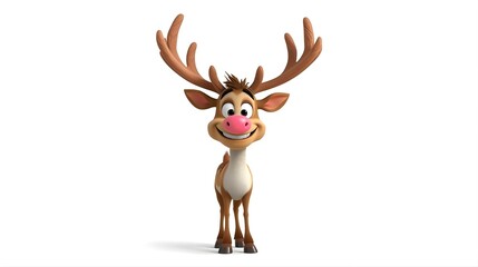 Cartoon reindeer standing isolated on white background