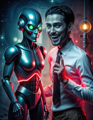 A scientist showing us his latest robot