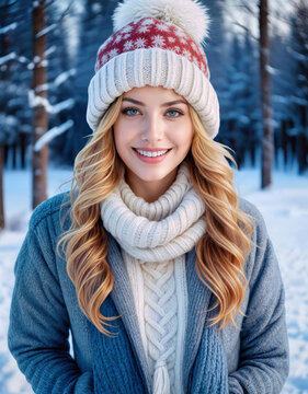 Woman outside modeling cloths in the snow