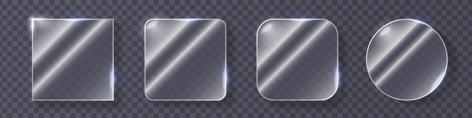 Minimal set of glass shapes with glow and transparency. Perfect for creating futuristic UI buttons, app icons, overlays, and clean modern web interface designs