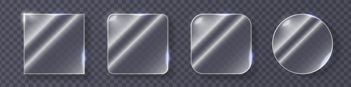 Minimal set of glass shapes with glow and transparency. Perfect for creating futuristic UI buttons, app icons, overlays, and clean modern web interface designs