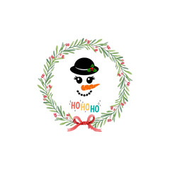 Merry christmas lettering with holly berry for christmas card
