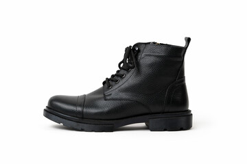 Black Leather Ankle Boots Isolated