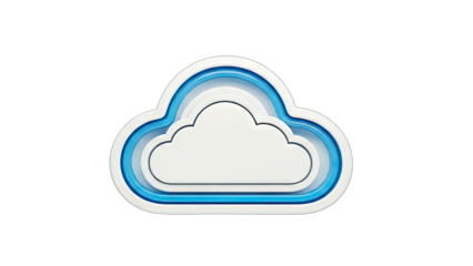 Cloud Icon with Blue Outline on White Background