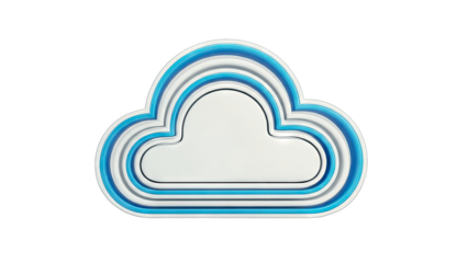 Cloud Icon with Blue and White Design on White Background