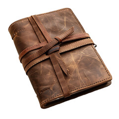 Brown Leather Notebook With Strap Isolated On Transparent Background