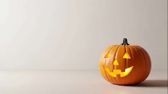 Carved pumpkin on a plain background
