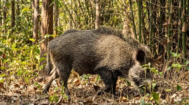 moupin pig wild boar eating in indian forest video