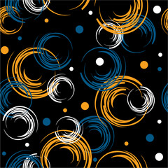Dynamic Abstract Swirls and Dots on Dark Background