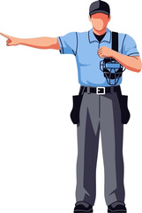 Baseball Umpire Signaling a Call with Finger Pointing Forward Holding Mask baseball
