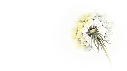 Delicate Dandelion Seed Head on White Background fluffy nature