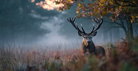 Majestic stag in autumnal mist (1)