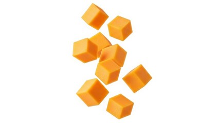 Diced Butternut Squash Cubes Falling on White Background (504) stock