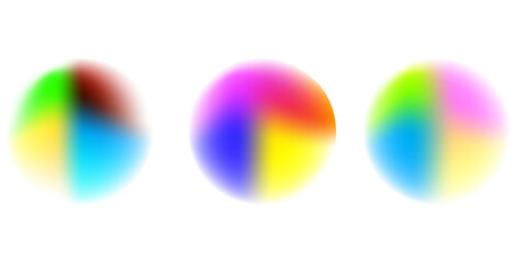 Set color circle gradient noise gradation. Abstract colorful watercolor blur mesh on isolated transparent background. Circle shape png.
