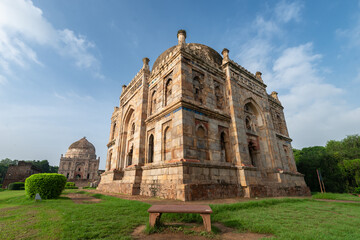 Lodi Gardens - New Delhi, India. The park spreads over 90 acres (360,000 m2), it contains Mohammed Shah's Tomb, the Tomb of Sikandar Lodi, the Shisha Gumbad and the Bara Gumbad.