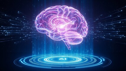 Digital Brain with AI Interface and Light Streaks stock (294