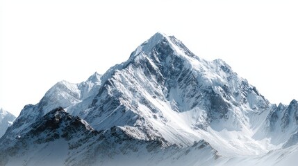Fototapeta premium Stunning Snow-Capped Peaks Against a Crisp White Canvas: A Serene Nature Escape