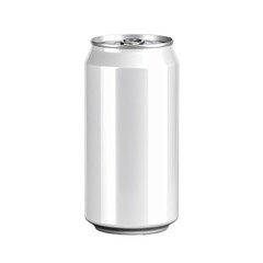 White Aluminum Beverage Can with Pull-Tab Opener, Isolated for Branding Mock-up and Product Design. PNG Cut Out Transparent