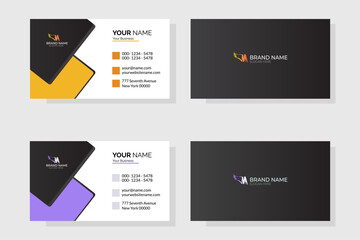 Fototapeta premium Modern Abstract Business Card Design with Dark Gradient, Geometric Shapes and Yellow Accent.