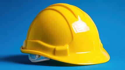 Fototapeta premium Vibrant Yellow Safety Helmet: Essential Gear for Architects and Engineers in Construction Projects