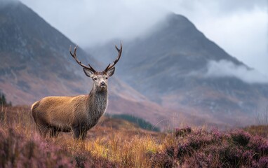 Red deer stag in a Scottish Highland landscape