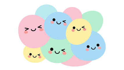 Colorful Smiling Face Balloons Cluster.