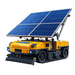 Solar-Powered Autonomous Tracked Robot with Cleaning Brush for Sustainable Industrial and Outdoor Maintenance. Background PNG Transparent