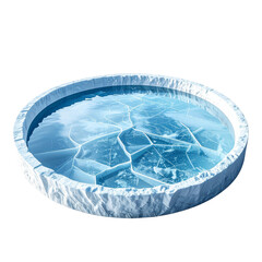 Circular Ice Pool with Fractured Ice Floes and Clear Blue Water, Isolated. PNG Clipart Transparent