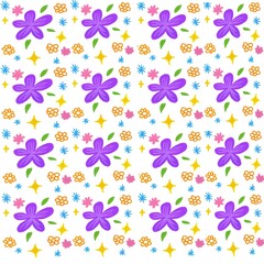 Pattern of flower, star, leaves