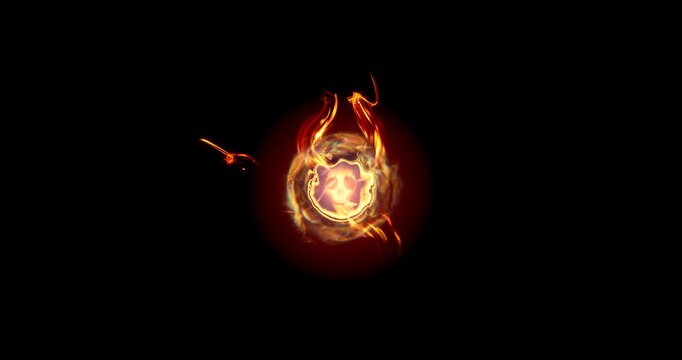 fire energy charging effect on black background