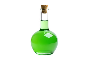 Glass potion bottle containing vibrant green magic elixir fantasy decoration