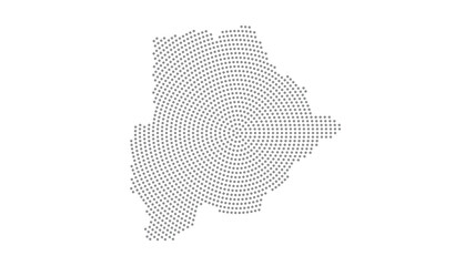 Botswana Stylized halftone dot map with concentric circular pattern