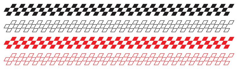 Racing Track Checkered Curb Tape Pattern Background.