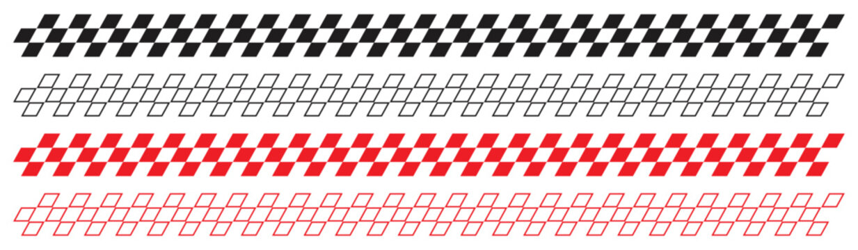 Racing Track Checkered Curb Tape Pattern Background.