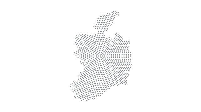 Ireland Stylized halftone dot map with concentric circular pattern