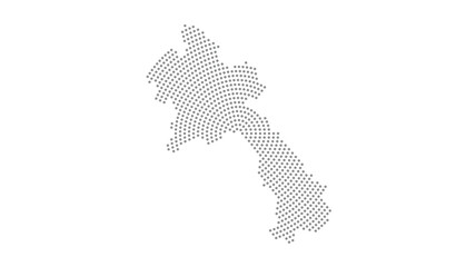 Obraz premium Laos Stylized halftone dot map with concentric circular pattern