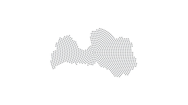 Latvia Stylized halftone dot map with concentric circular pattern